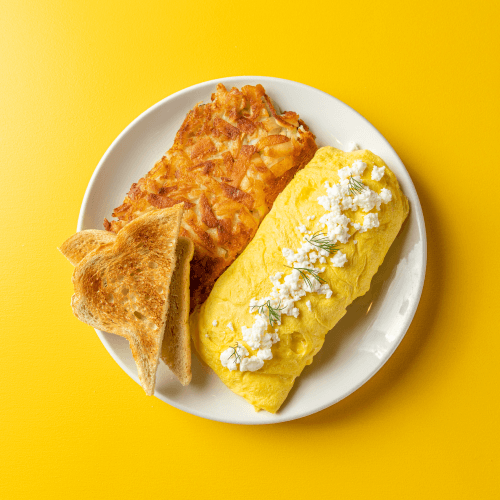 Omelet a La Grecque with feta and spinach