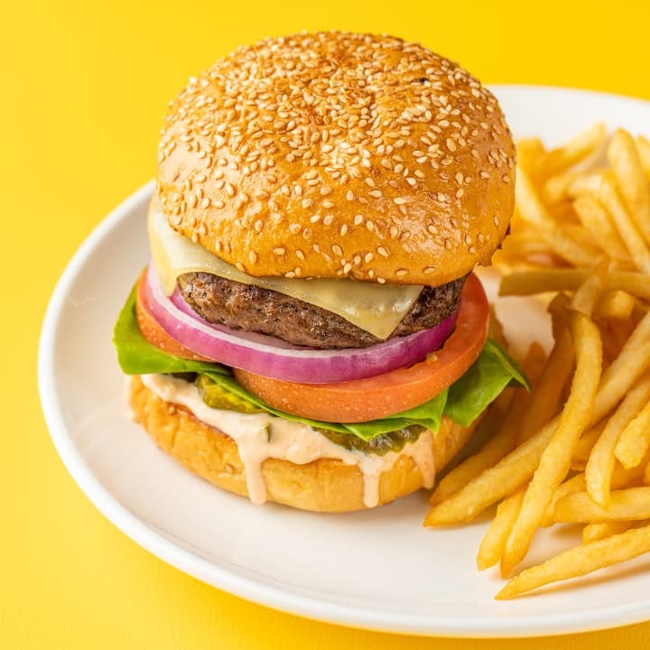 Classic Burger with French fries